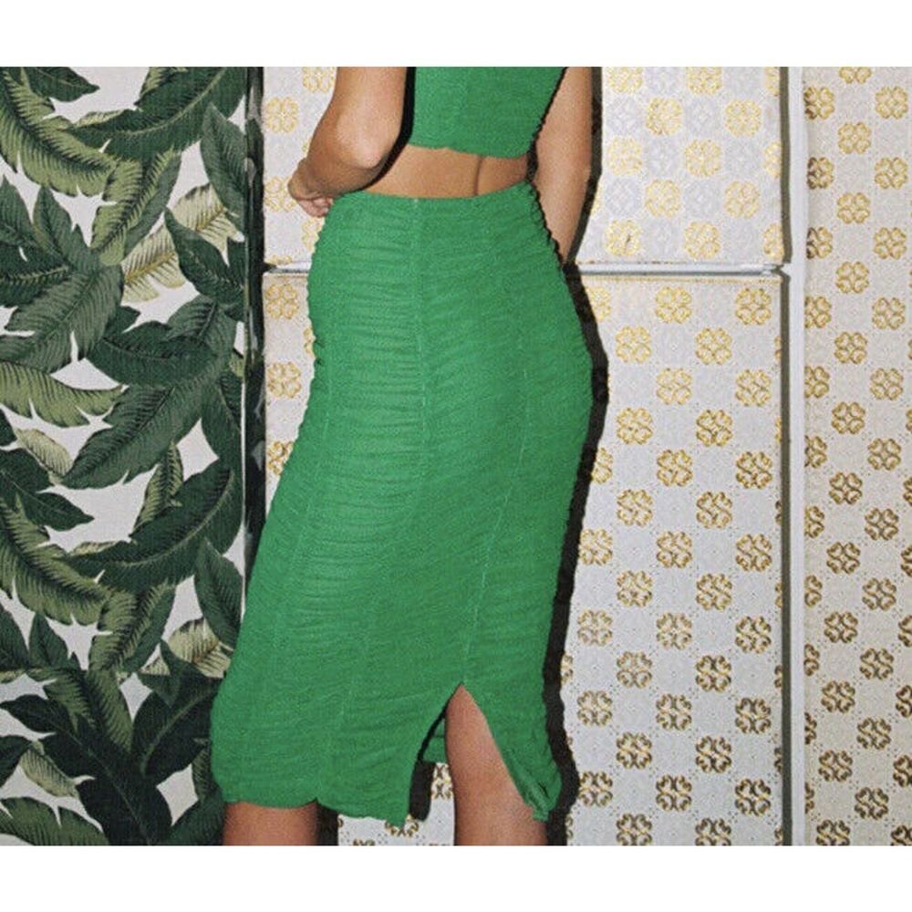 Princess Polly Mae ruched Green Skirt Midi US SZ 4, Fitted Skirt NWT